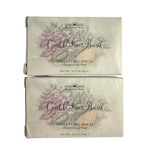 Bath Body Works Cool Citrus Basil Moisture Rich Cleansing Bar Soap 2-2oz/56g NOS